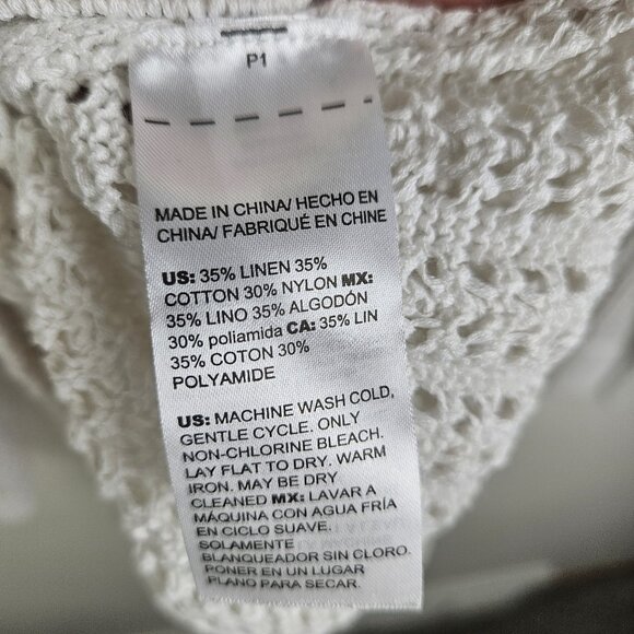 White House Black Market Linen Blend Crochet V-Neck Sweater Size‎ Small - Picture 9 of 10